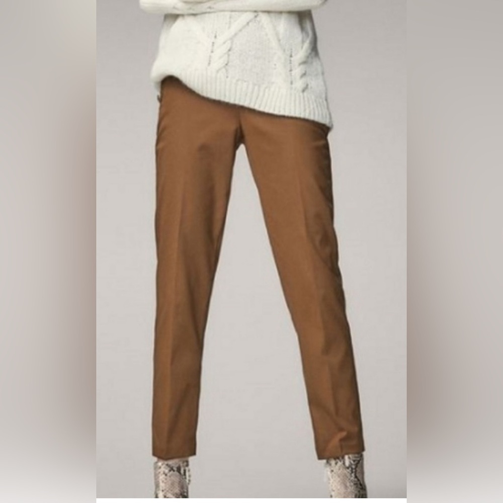 Massimo Dutti bronze sailor slim trouser high rise straight leg pants